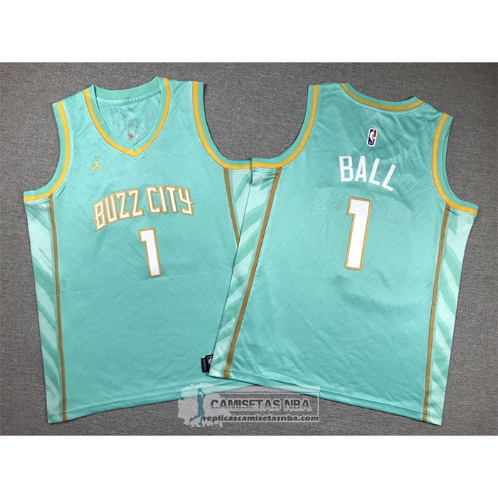 Camiseta Nino Charlotte Hornets Lamelo Ball NO 1 Ciudad 2023-24 Verde